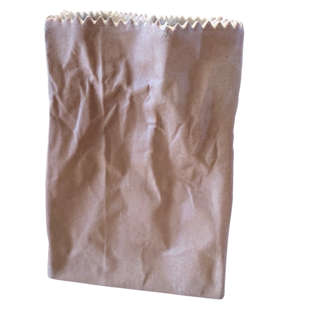 Rosenthal Studio-Linie Tapio Wirkkala Paper Bag Vase Porcelain Germany Tan